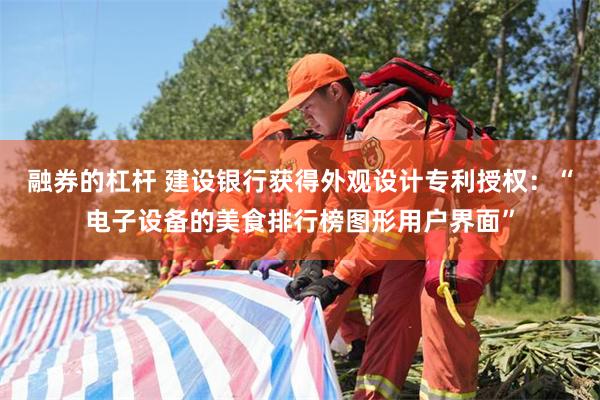 融券的杠杆 建设银行获得外观设计专利授权：“电子设备的美食排行榜图形用户界面”