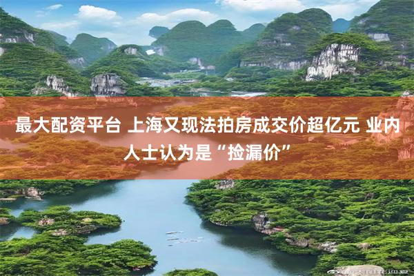 最大配资平台 上海又现法拍房成交价超亿元 业内人士认为是“捡漏价”